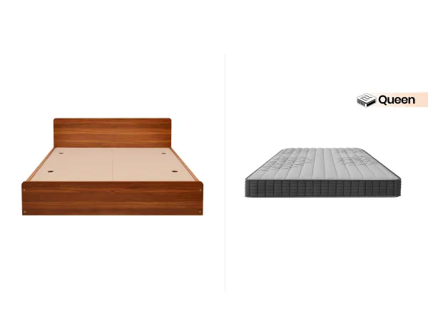 Luna Queen Engineered Wood (62 inches x 80 inches) With Memory Foam Queen Mattress (78 x 60 x 6 inches)